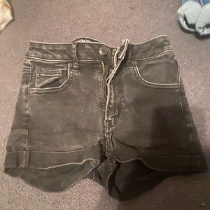 black jean shorts